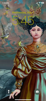 Ornamentum Cell Phone Wallpaper scaled for most smart phones, "Bird of Fire" detail 2, 2022.