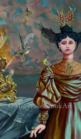 Ornamentum Cell Phone Wallpaper scaled for most smart phones, "Bird of Fire" detail 2, 2022.